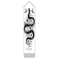 Vertical wall tapestry with black snake moon and floral print in mystical style - 32.5x130cm / Black and White Snake Floral Style (Style 4)