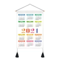2021 colorful wall calendar fabric tapestry with wooden rod and black tassels - 35x50cm / Centered Multicolor Year Style (Style 10)