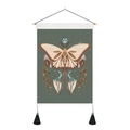 Tapiz bohemio de polilla luna con fases lunares y flecos en poste de madera colgante - Estilo Polilla de Cola Larga Bohemio (款式1) / 35x50cm