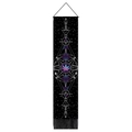 Bohemian black wall hanging tapestry with mandala prints and fringe for living room - 32.5x130cm / Black Moon Phase Leaf Style (Style 1)