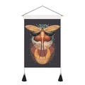 Detailed moth art tapestry with moon phases, vintage colors, and black hanging tassels - Vintage Patterned Moth Style (款式4) / 35x50cm
