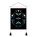 Detail of butterfly wall hanging with moon phases and tassels on black fabric - Natural Botanical Triple Moths (款式5) / 35x50cm