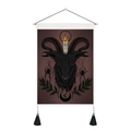 Detail of dark gothic Baphomet wall hanging with spider web and black tassels - Baphomet Goat Head Style (款式7) / 35x50cm