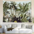 Detalle de tapiz de selva tropical con monos y palmeras en el ambiente de una sala de estar - 95x73cm (Piel de Melocotón) / Mono y Garceta de la Selva Tropical Vintage (Estilo 2)
