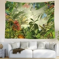 Detalle de tapiz de tigre de la selva colgado sobre un sofá en el salón moderno - 95x73cm (Piel de Melocotón) / Tigre Mono Loro de la Selva Tropical (Estilo 4)