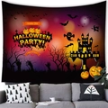 Tapisserie de fête d'Halloween avec château gothique, chauves-souris et fantômes - 95x73cm