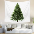 Nordic Christmas tree wall tapestry hanging above a modern sofa for festive home decor - 95x73cm (Brushed) / Lush Green Pine Tree (Style 3)