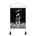 Kissing skeletons tapestry with starry night sky print and black tassel accents - 35x50cm / Kissing Skeletons Starry Sky Style (Style 7)