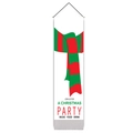 Nahaufnahme der Weihnachts-Party-Fahne mit rotem Schal-Motiv und grauen Quasten - Schal-Musterdesign (Stil 3) / 32.5x130cm