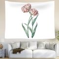 Dettaglio arazzo artistico con motivi floreali di tulipani striati in rosso e bianco - 95x73cm / Tulipano a Strisce su Bianco (Stile 3)