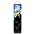 Halloween wall banner with cartoon ghosts, glowing pumpkins and black tassels decor - 32.5x130cm / Blue Ghost Gravestone Style (Style 2)