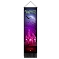 Vertical Halloween banner with purple gothic castle, full moon, and black tassels detail - 32.5x130cm / Purple Castle-Halloween Party (Style 1)
