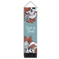 Detail of Trick or Treat Halloween skull tapestry with floral patterns and black tassels - 32.5x130cm / Trick or Treat Style (Style 1)
