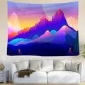 Detalle de tapiz artístico de montaña con colores de atardecer sobre un sofá blanco - Estilo 3 / 95x73cm (Cepillado)