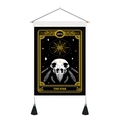 Gothic The Star tarot scroll tapestry with bird skull design and hanging tassels - 35x50cm / The Star (XVII)