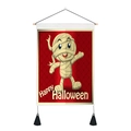 Tapiz de Halloween con momia, rombos rojos y borlas negras decorativas - 35x50cm / Estilo Momia (Estilo 12)