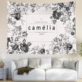 Nordic camellia wall tapestry with vintage French floral design in minimalist living room - Vintage Camellia Style (Style 4) / 95x73cm