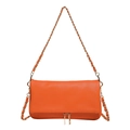 Bolso bandolera naranja vibrante de cuero granulado con cadena dorada y borlas - Naranja