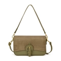 Army green vintage underarm bag featuring contrasting woven texture and adjustable strap - Green
