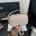 Sac de soirée boîte dorée à paillettes avec poignée en métal et bandoulière - Or clair
