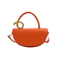 Orange half-moon crossbody bag with gold metal handle and stylish minimalist design - Orange