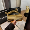 Gouden acryl cilindertas met panterhandvat en een glanzende spiegelafwerking - Goud