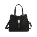 Klassische schwarze Eimertasche aus Kunstleder mit goldener Schnalle und Tragegurt - Schwarz