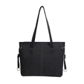 Borsa tote minimalista in denim nero con manici in pelle e cuciture bianche a contrasto - Denim Grigio Nero (Stile 4)