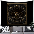 Tapiz de sol y luna en negro y dorado con símbolos astrológicos y diseño de zodiaco - Estilo Estrella Oculta (Estilo 11)