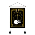 Tarot The World wall tapestry with skull and bat motifs, including wooden rod and tassels - 35x50cm / The World (XXI)