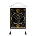 Arazzo tarocchi Il Papa stile bohémien in tessuto nero con gancio in legno - 35x50cm / Lo Ierofante