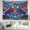 Makroaufnahme von psychedelischem Wandteppich mit Auge und Bergdesign für Wände - Psychedelisches Allsehendes Auge Stil 9