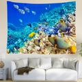 Ocean coral reef tapestry for wall decor featuring colorful tropical fish and sea life - 95x73cm / Coral Fish Style (Style 1)