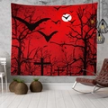 Macro shot of Halloween tapestry showing digital printing details on red polyester fabric - Style 6 / 95x73cm (Brushed)