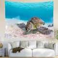 Nordischer Wandteppich mit realistischem Meeresschildkröten-Design für das Wohnzimmer - 95x73cm / Flachwasser-Schildkröten-Stil (Stil 5)