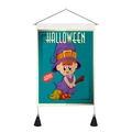 Tapiz de Halloween con ilustración de bruja linda y borlas negras para decoración - 35x50cm / Estilo Bruja Cabalgando Escoba (Estilo 16)