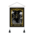Eight of Rings Tarot Wall Tapestry with wooden pole and black fringe tassels - 35x50cm / Eight of Rings