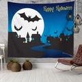 Detail of Halloween tapestry with moon and bat design hung on an industrial wall - Style 17 / 95x73cm (Brushed)