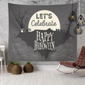 Detail of Halloween tapestry with moon and gravestones in a modern room setting - Style 22 / 95x73cm (Brushed)
