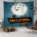 Halloween Party wall tapestry featuring moon and ghost silhouettes in a modern living room - Style 24 / 95x73cm (Brushed)