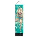 Tapiz de pared de yoga vertical con estampado de mandala verde y borlas negras - Estilo 3 / 32.5x130cm