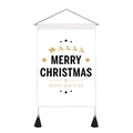 Weihnachts-Wandbehang mit Rentieren und Goldsternen auf weißem Stoffbanner - 35x50cm / Hirsch Schlitten Goldene Sterne (Stil 14)