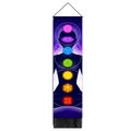Vertical meditation tapestry with chakra symbols and black tassels for wall decor - Style 5 / 32.5x130cm