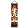 Detail of meditation tapestry showing mandala female figure with wooden pole and tassel - Style 7 / 32.5x130cm