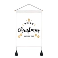 Detail eines Weihnachts-Wandteppichs mit schwarzen Quasten und einer Holzstange - 35x50cm / Geschenk Rentier Kugel (Stil 12)