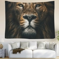 Arazzo artistico con viso di leone per decorazione murale del soggiorno moderno - 95x73cm (Spazzolato) / Stile 1 (Ritratto di Leone Frontale)
