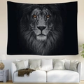 Arazzo artistico con leone e occhi arancioni vivaci per la decorazione della parete casa - 95x73cm (Spazzolato) / Stile 2 (Leone con Occhi Arancioni)