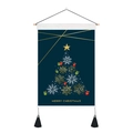 Blauer Weihnachtsbaum Wandbehang mit Schneeflocken und Quasten für die Heimdekoration - 35x50cm / Marineblau Schneeflocke Geschenkbox Weihnachtsbaum Stil (Stil 4)