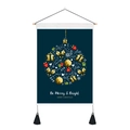 Weihnachts-Wandbehang mit Kranz-Design und Quasten auf dunkelblauem Hintergrund - 35x50cm / Marineblau Festliche Dekorative Kugel Kranz Stil (Stil 3)