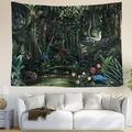 Tapisserie de jungle détaillée avec tigres suspendue au-dessus d'un canapé blanc - Tigre de la Jungle (Style 5)